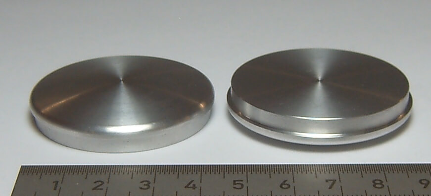 1 Paar Tankdeckel (Endkappen), Alu. Vollmaterial. 45mm      