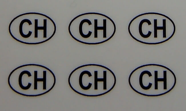6 Nationalitätskennzeichen <CH>. 8mm hoch passend zum