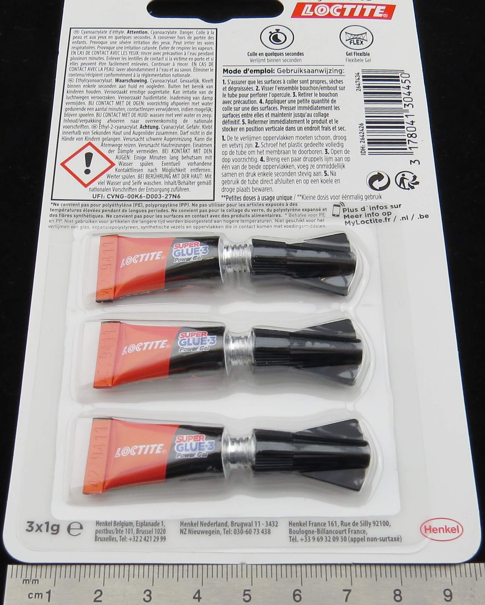 Loctite Super Glue 3 Sekundenkleber, gelförmig, Inh. 3x1gr