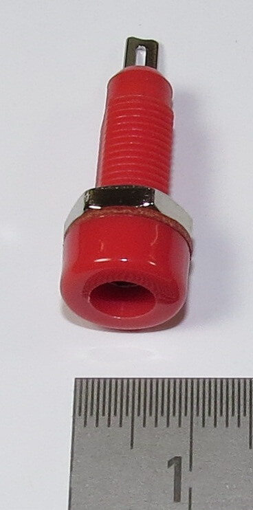 1 Buchse 4mm für Bananenstecker, rot, isoliert. Anschluss:  