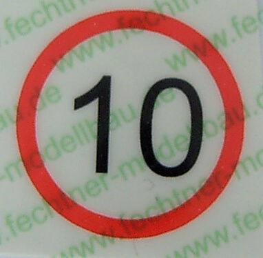 Geschwindigkeitsschild weiss/rot (10) 10mm Durchmesser Geschwindigkeitsschild weiss/rot (10) 10mm Durchmesser