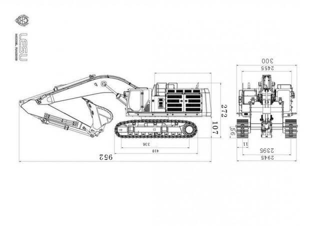 1:14 Kettenbagger 74t Bausatz aus Edelstahl mit Hydraulik 1:14 Kettenbagger 74t Bausatz aus Edelstahl mit Hydraulik