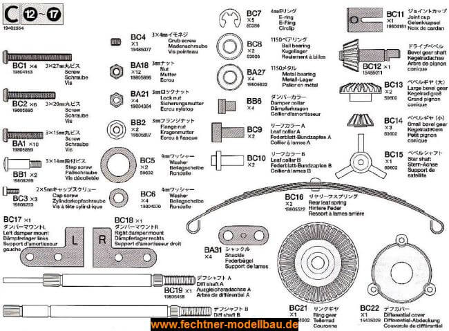 1 Metallteilebeutel C. Für ACTROS von Tamiya                