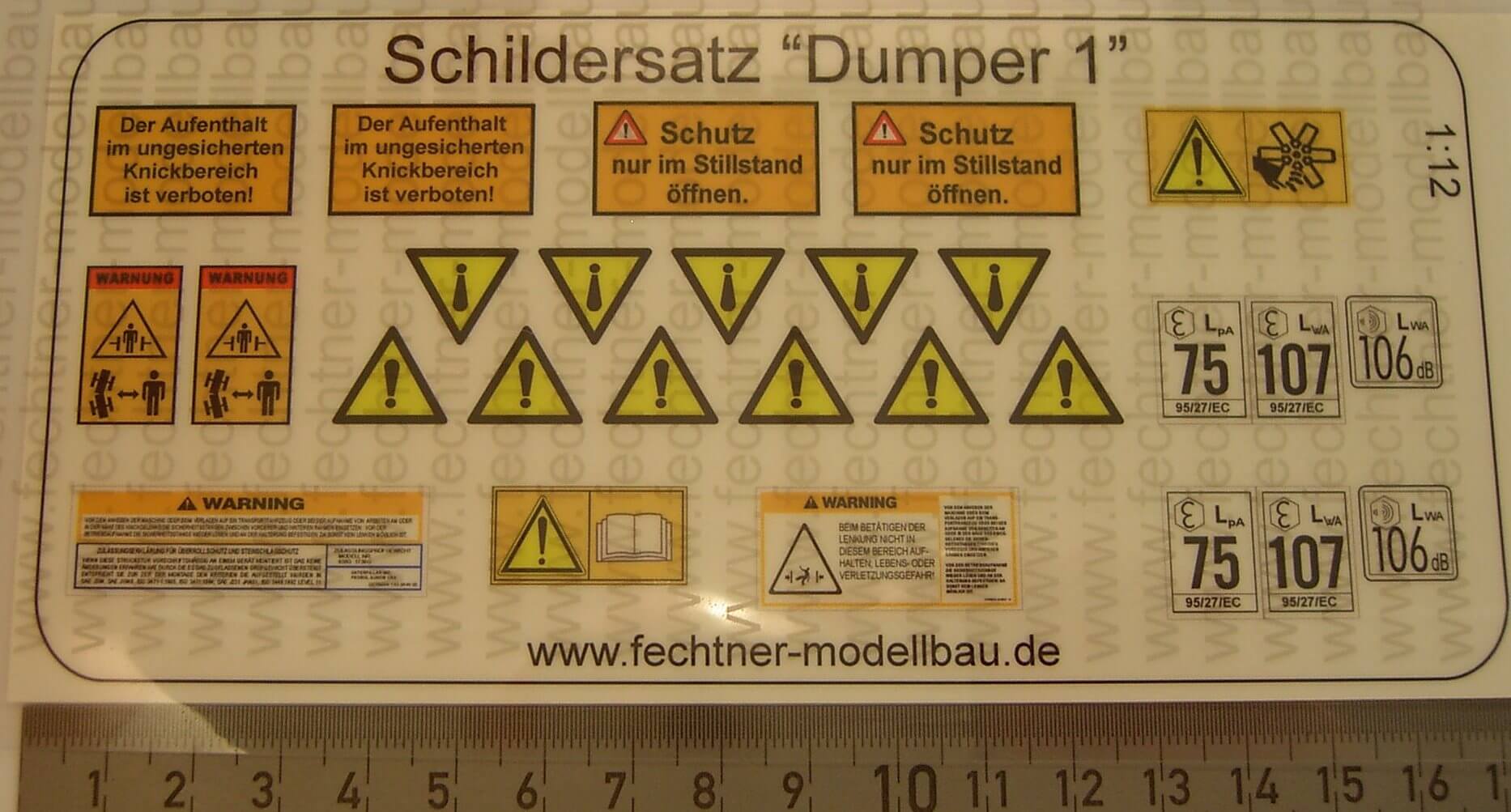 Decal sheet, self-adhesive film "Dumper1" suitable for scale