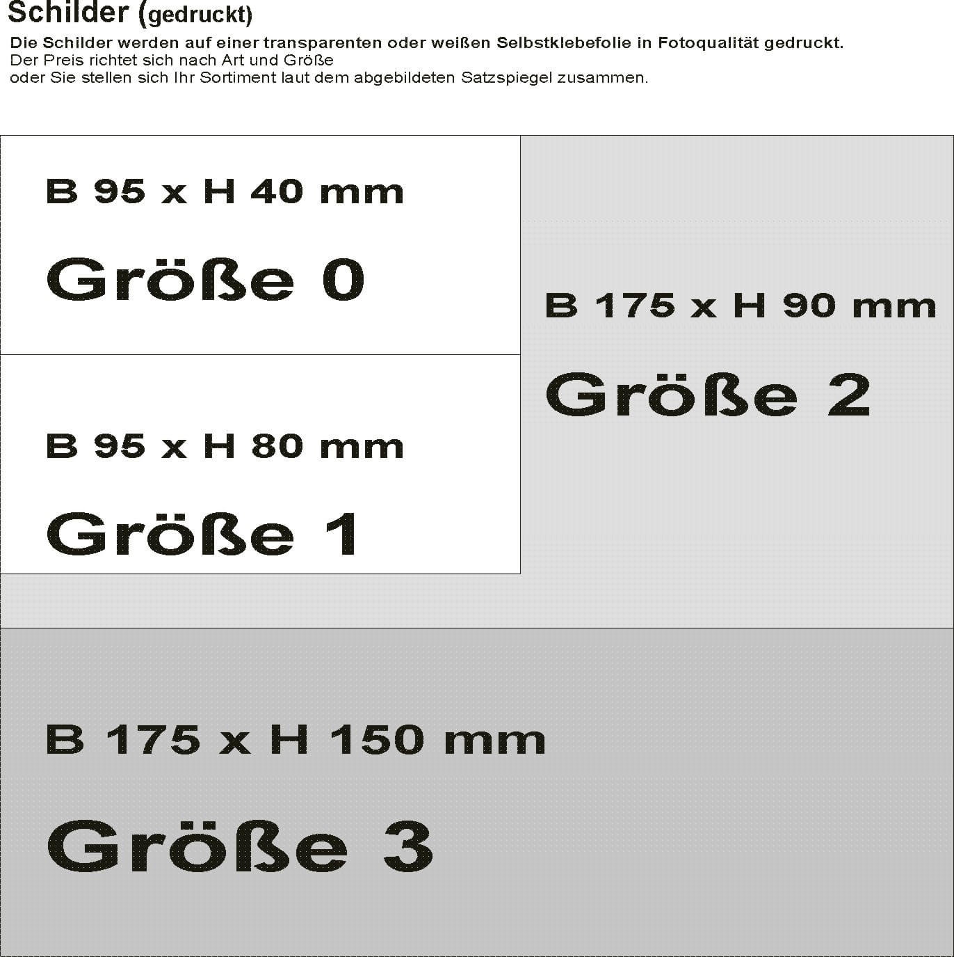 1 Signs Set, foil printing, set size 1 95 x 80mm,