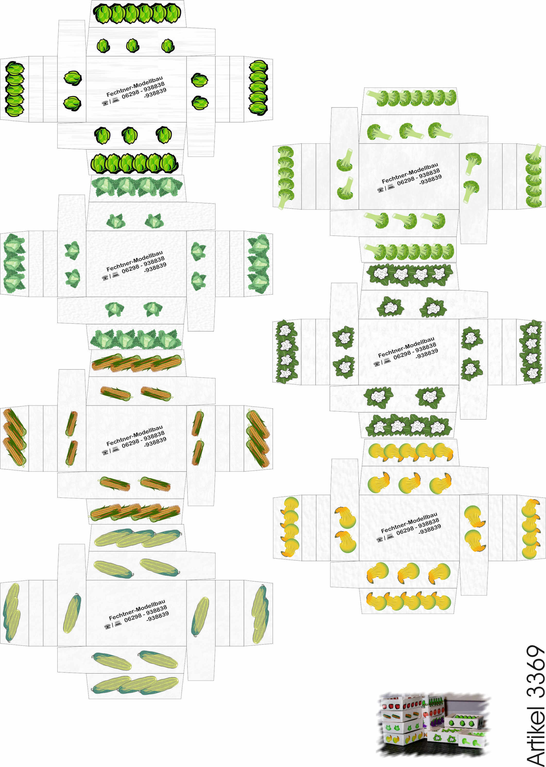 Ausschneide-Bogen (A4) m. 7 Gemüsekisten 7 verschiedene Ausschneide-Bogen (A4) m. 7 Gemüsekisten 7 verschiedene