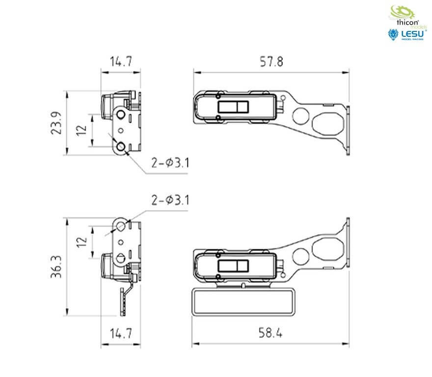 Rückleuchten für Volvo mit LEDs und Halter aus VA, V1       