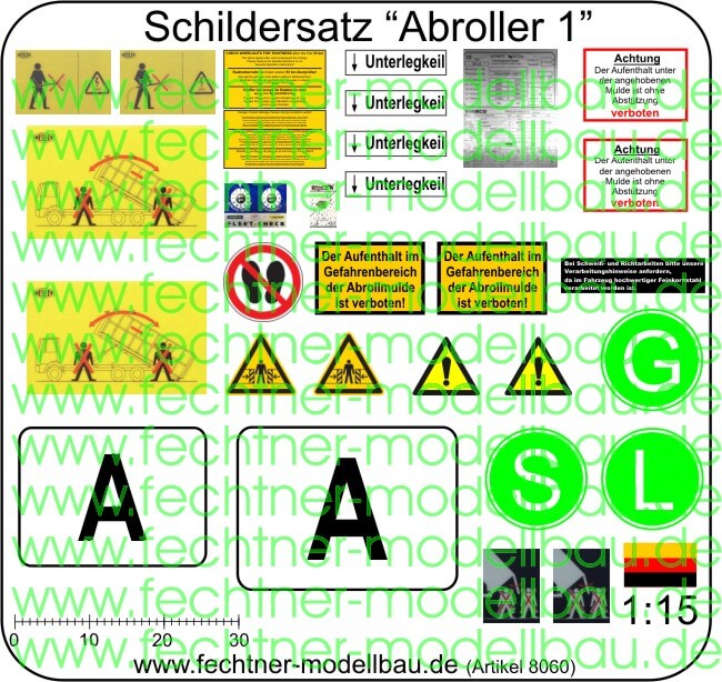 Decalbogen, Selbstklebefolie "Abroller1" passend zu Maßstab 