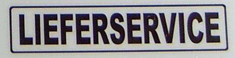 Textschild "LIEFERSERVICE",schwarz,1:10  selbstklebende Textschild "LIEFERSERVICE",schwarz,1:10  selbstklebende