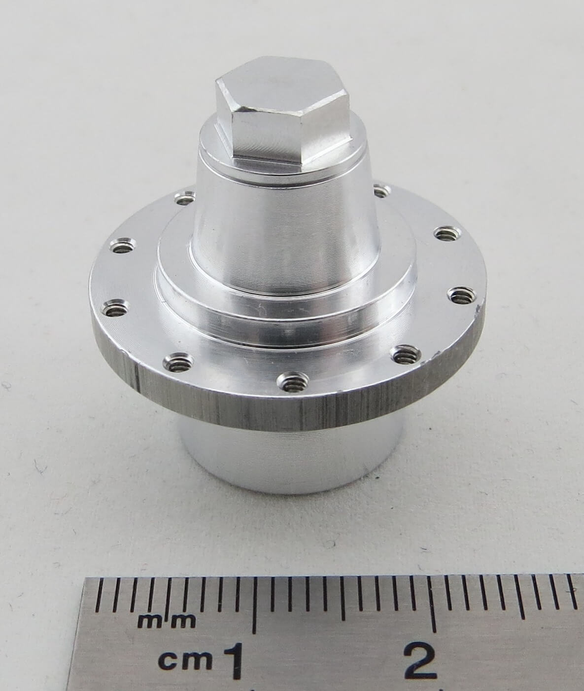 Anhängernabe mit Deckel, Alu, Lochkreis 22mm, 10x M1,6mm Anhängernabe mit Deckel, Alu, Lochkreis 22mm, 10x M1,6mm