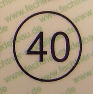 Geschwindigkeitsschild weiss <40> 15mm Durchmesser Geschwindigkeitsschild weiss  15mm Durchmesser