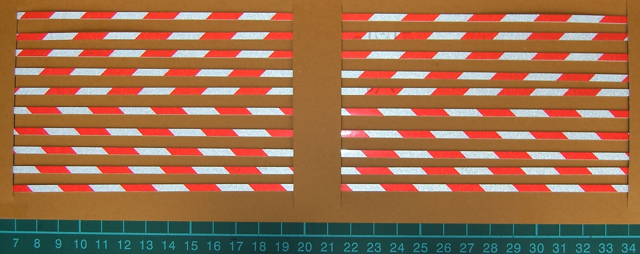 Warnstreifenset 3mm Streifenbreite, 45°, rot/weiß-reflex, Warnstreifenset 3mm Streifenbreite, 45°, rot/weiß-reflex,