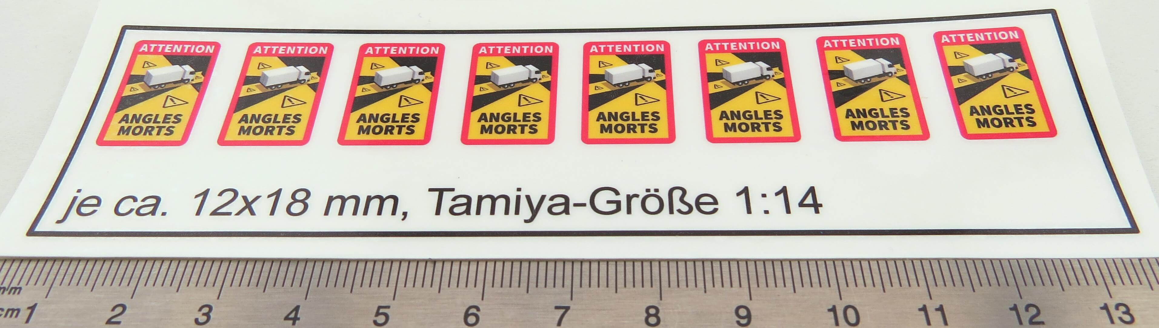 Aufkleber Warnschild "Toter Winkel" 1:14 aus selbstklebend Aufkleber Warnschild "Toter Winkel" 1:14 aus selbstklebend