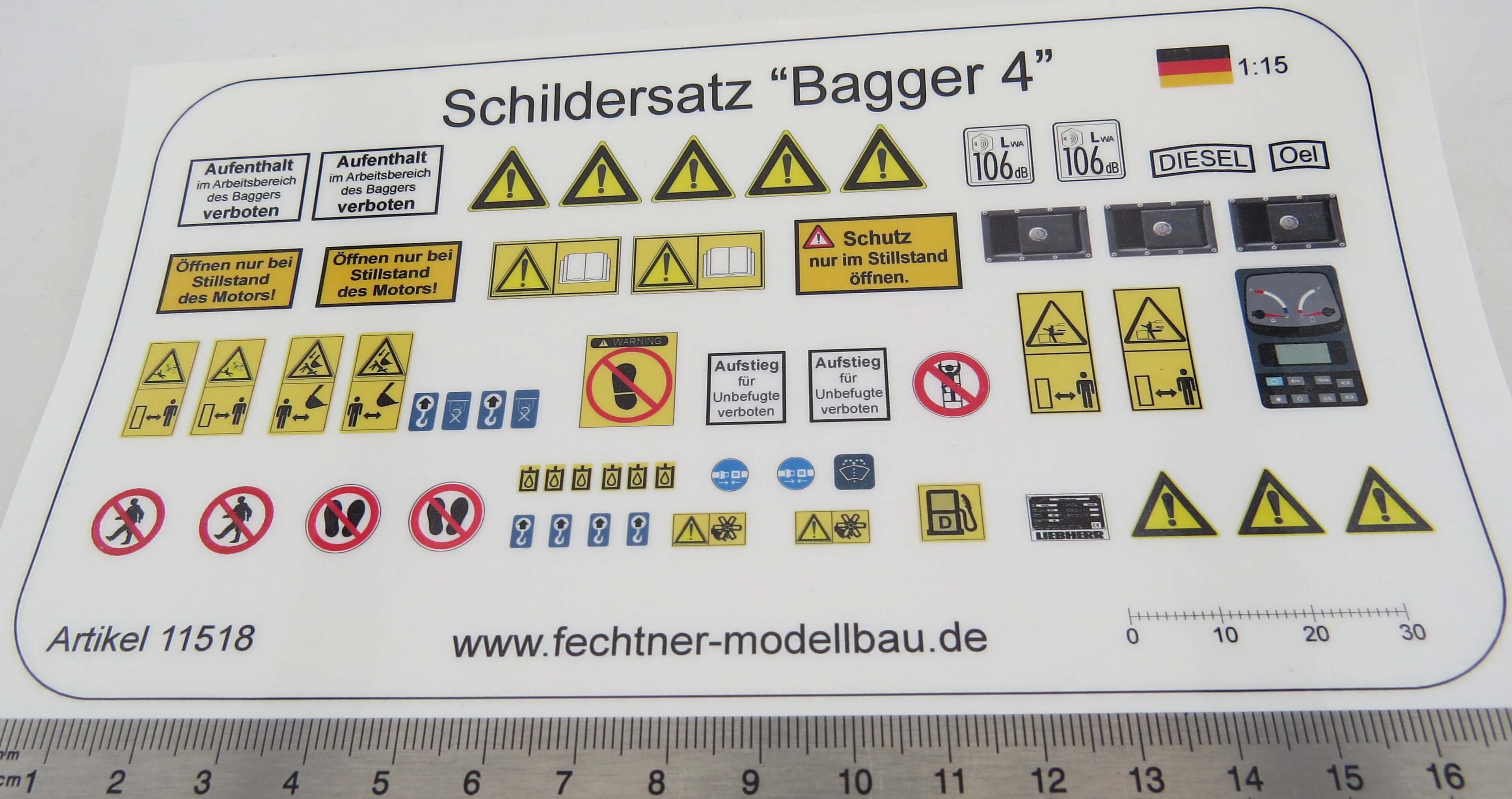 Decalbogen, Selbstklebefolie "Bagger4"   passend zu Maßstab