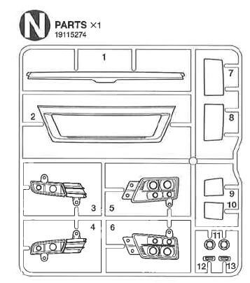 Spritzguss-Teilesatz N-Teile Kunst- stoff verchromt, für