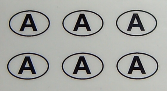 6 Nationalitätskennzeichen <A>. 8mm hoch passend zum