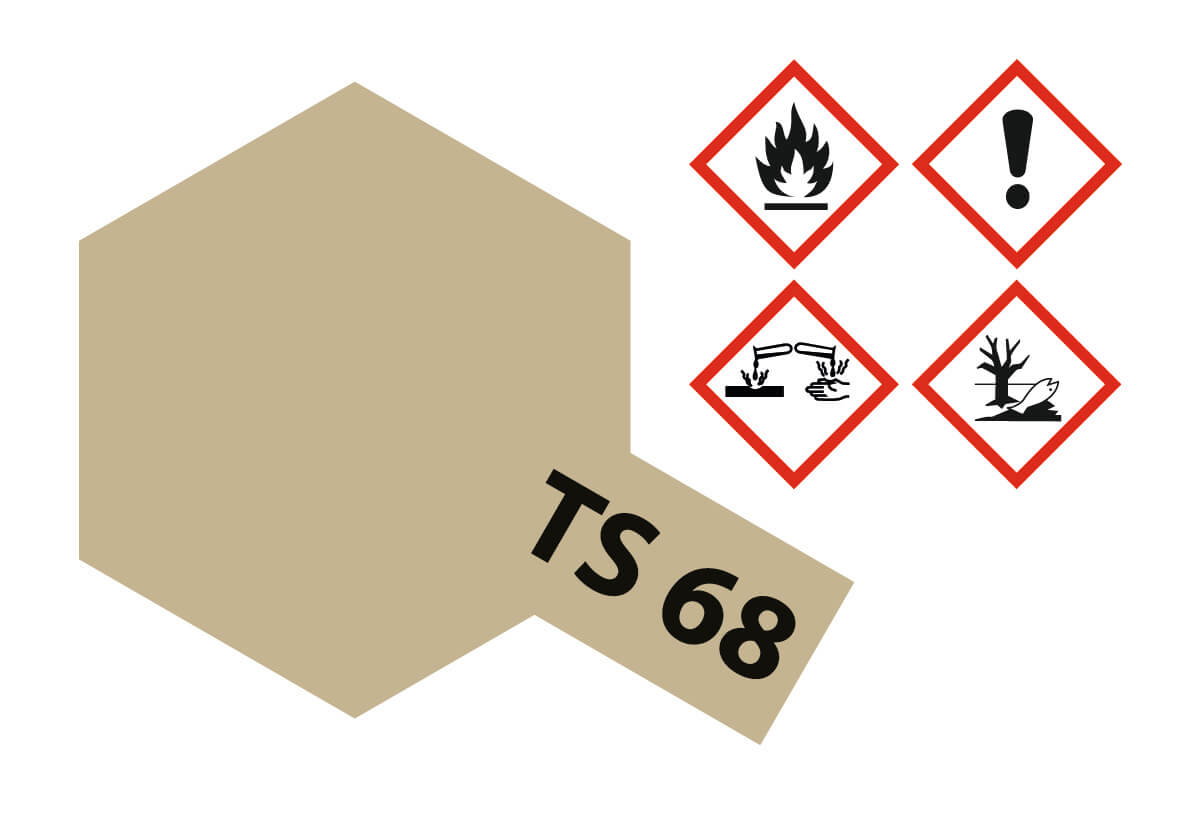 Sprühlack-Dose 100ml, Holzdeck Hellbraun, matt, TS-68 1x Sprühlack-Dose 100ml, Holzdeck Hellbraun, matt, TS-68