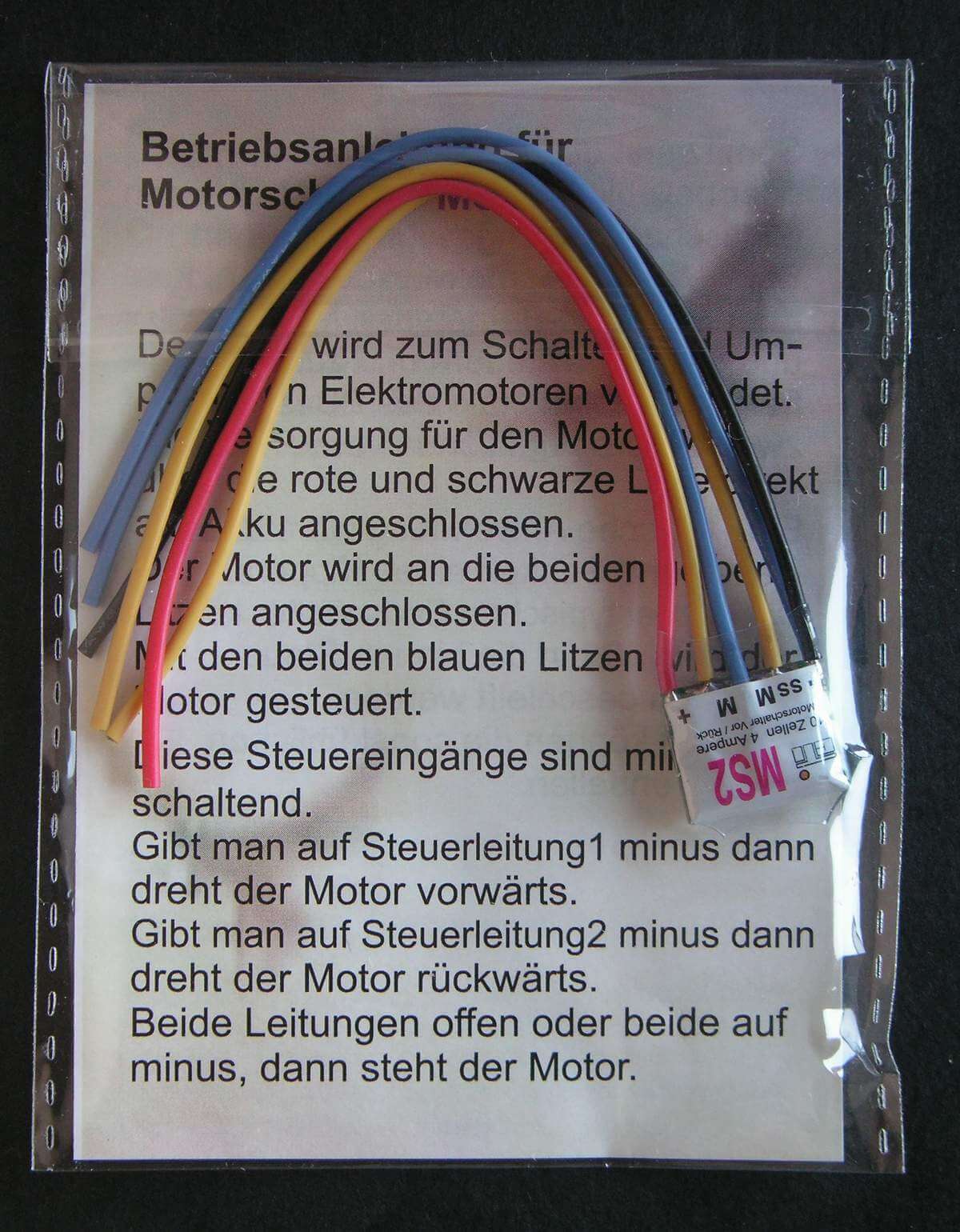 Motorschalter MS2 zur Umpolung eines  Motors. Maximal