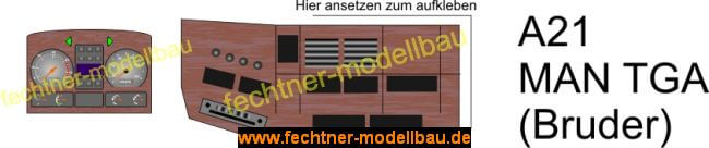 Decal/Aufkleber "Armaturenbrett" A21 für MAN TGA (Bruder),  
