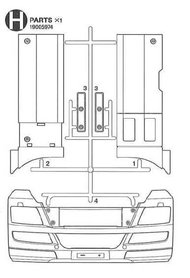 1 Spritzguss-Teilesatz H-Teile, weiss.   Für MAN TGX 26.540 