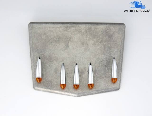 Dachlampen, verchromt (5 Stück). Mit 5 orangenen Scheiben