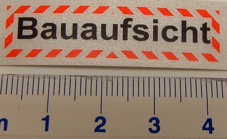 Textschild "Bauaufsicht" 1-zeilig, selbstklebende Folie mit Textschild "Bauaufsicht" 1-zeilig, selbstklebende Folie mit
