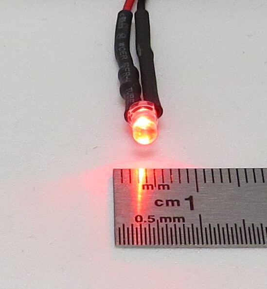 LED rot 3mm, klares Gehäuse, mit ca. 25cm Litzen, mit