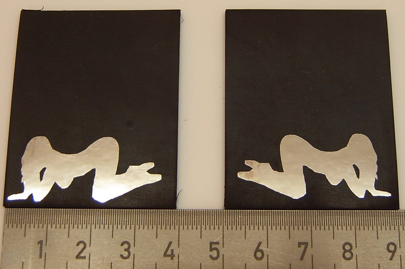 1 pair mudflap Nr.104 50x40mm (HxW) with chrome-colored