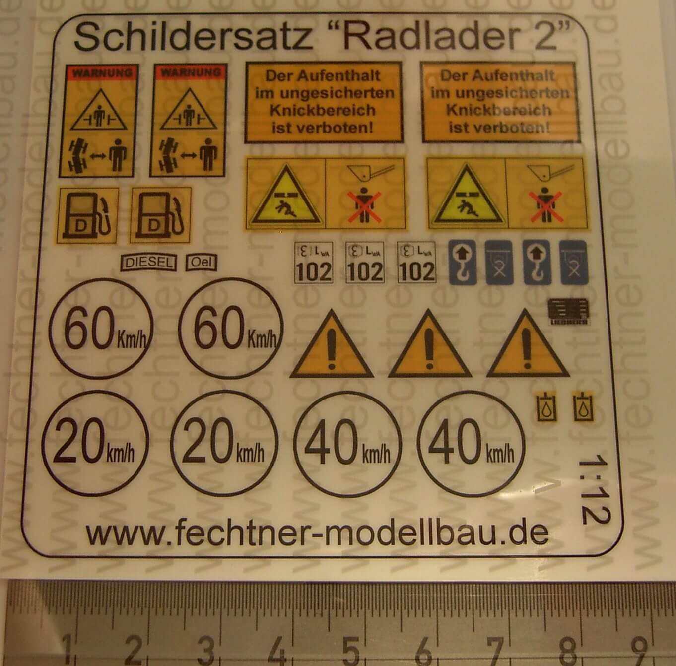 Decalbogen, Selbstklebefolie Radlader2 M1:12                