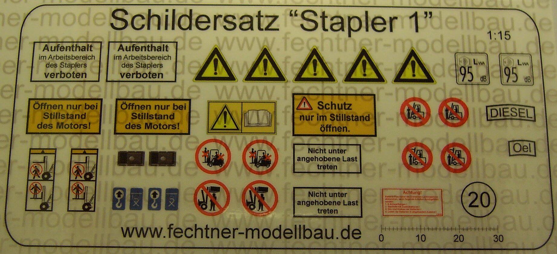 Decalbogen, Selbstklebefolie Stapler1  M1:15                