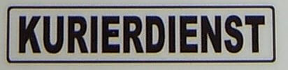 Textschild "KURIERDIENST",schwarz,1:10   selbstklebende Textschild "KURIERDIENST",schwarz,1:10   selbstklebende