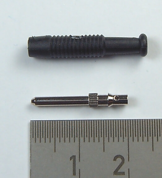 Labor-Stecker, 2mm-Steckkontakt, 1-polig. Schwarzer Griff 1 Labor-Stecker, 2mm-Steckkontakt, 1-polig. Schwarzer Griff