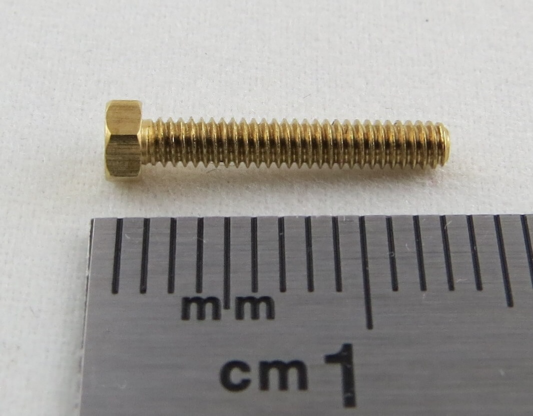 6-Kant-Modellschraube M2,0 x 12 Messing  SW 3,0mm Kopfhöhe 1