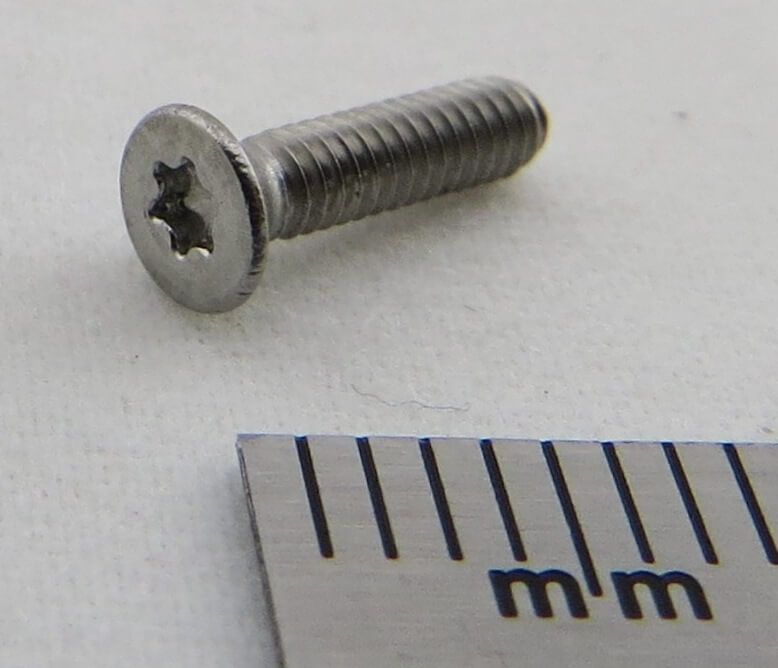 100 Senkschrauben mit Innensechsrund,    M2x8mm. DIN 965, Ni