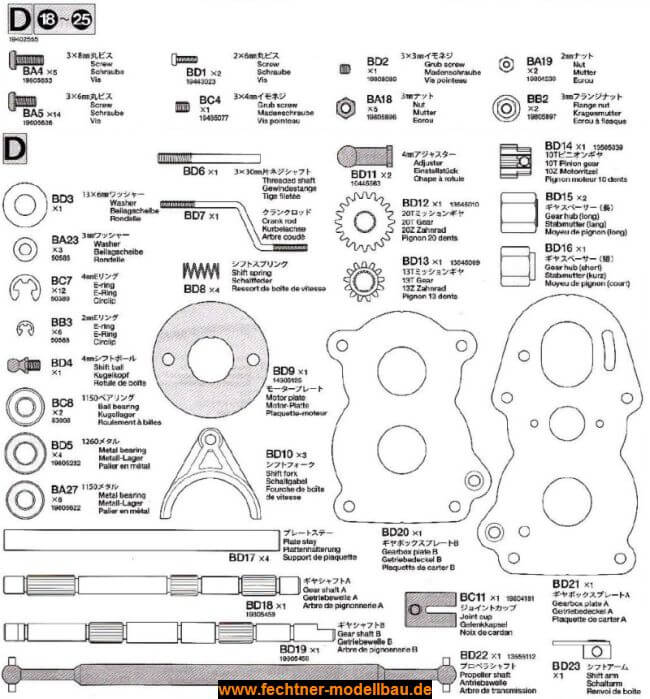 1 Metallteilebeutel D. Für ACTROS von Tamiya                