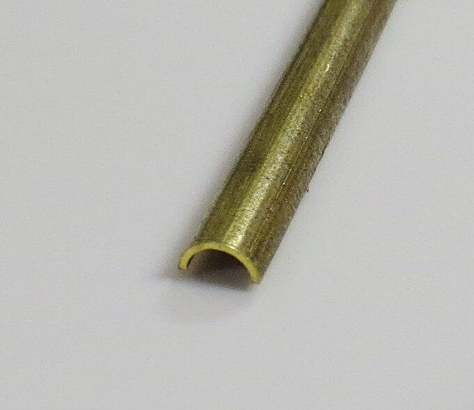 Halbrundrohr-Messing 2,0x1,0mm, 1mtr.  CuZN37 - CW508L      