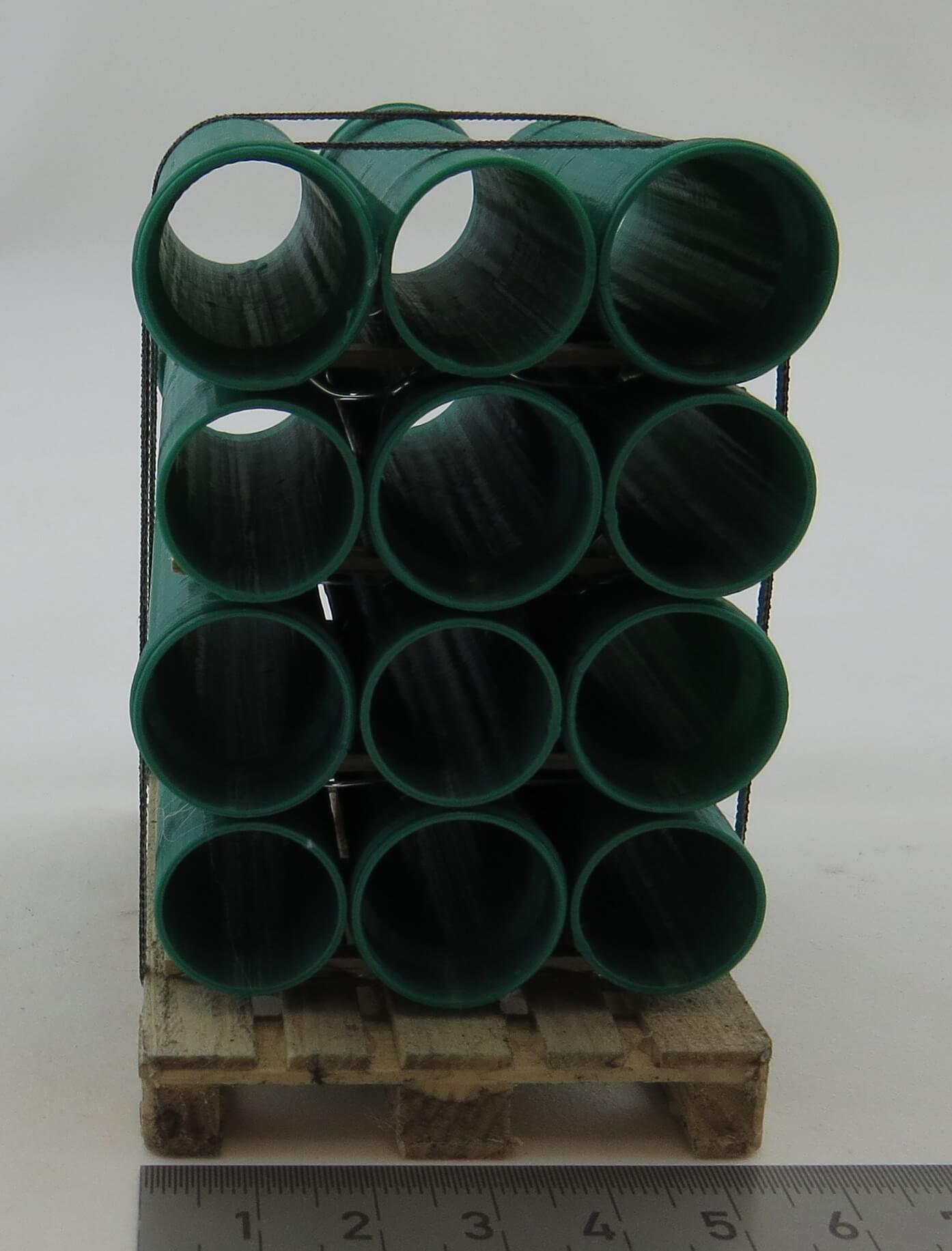Kanalrohr-Palette im Maßstab 1:14,5. GRÜNE Kanalrohre (3D-Dr