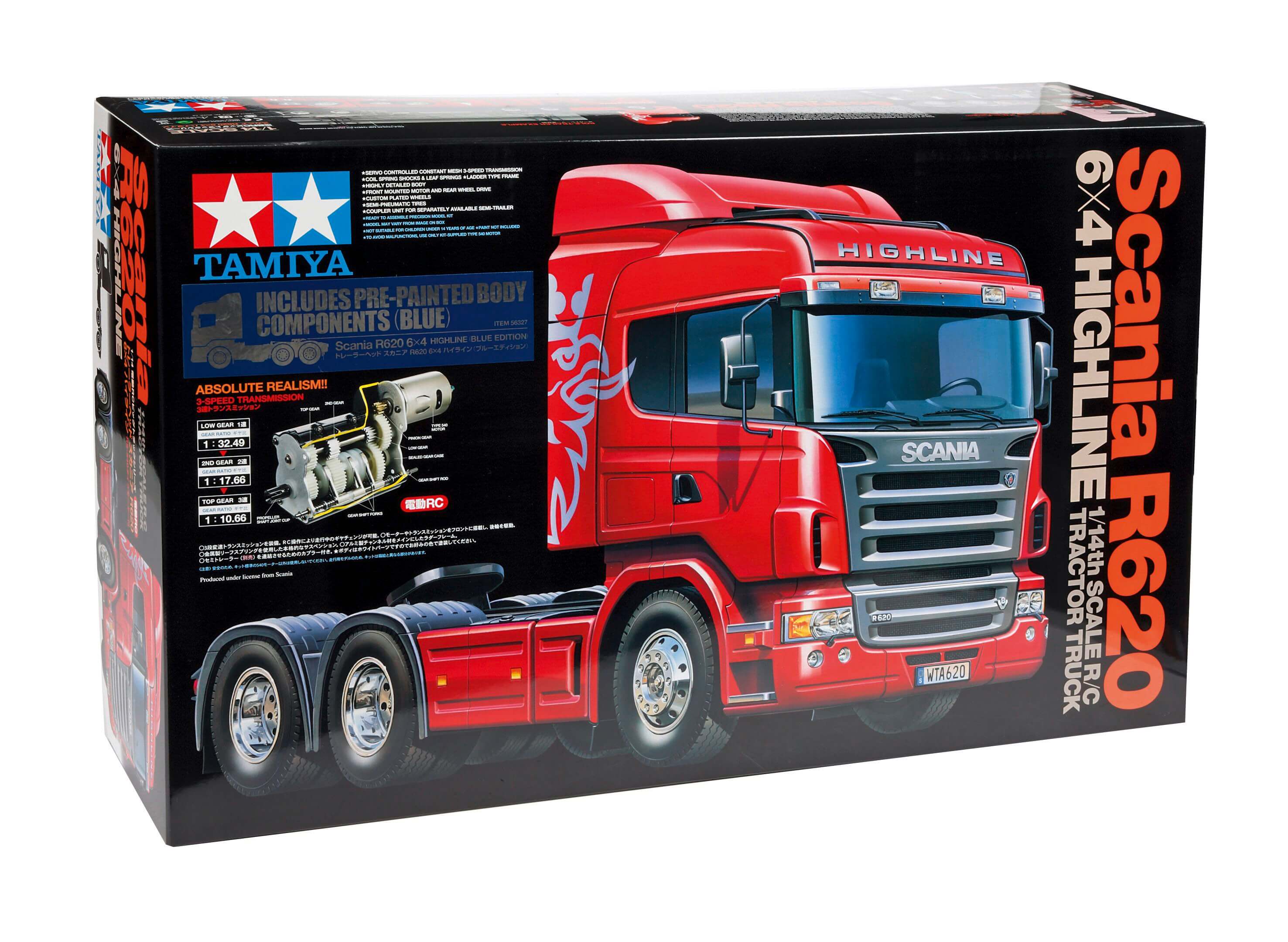 Tamiya Scania R620 6x4 Highline, 3-achsig. Bausatz. Blau    