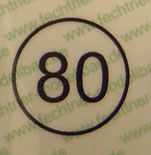 Geschwindigkeitsschild weiss <80> 10mm Durchmesser Geschwindigkeitsschild weiss  10mm Durchmesser