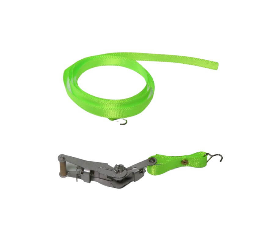 1:10 green tensioning strap with ratchet function made of stainless steel