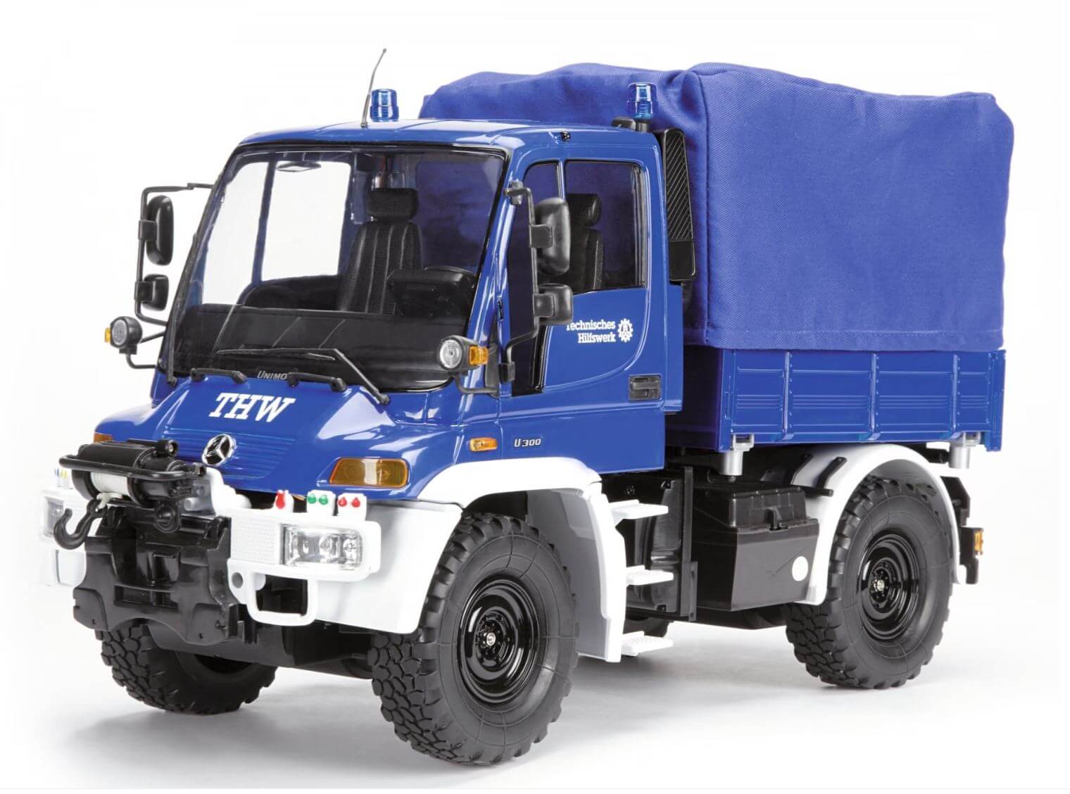 RC Mercedes Benz Unimog U300 THW, blau. Unimog mit 2,4GHz