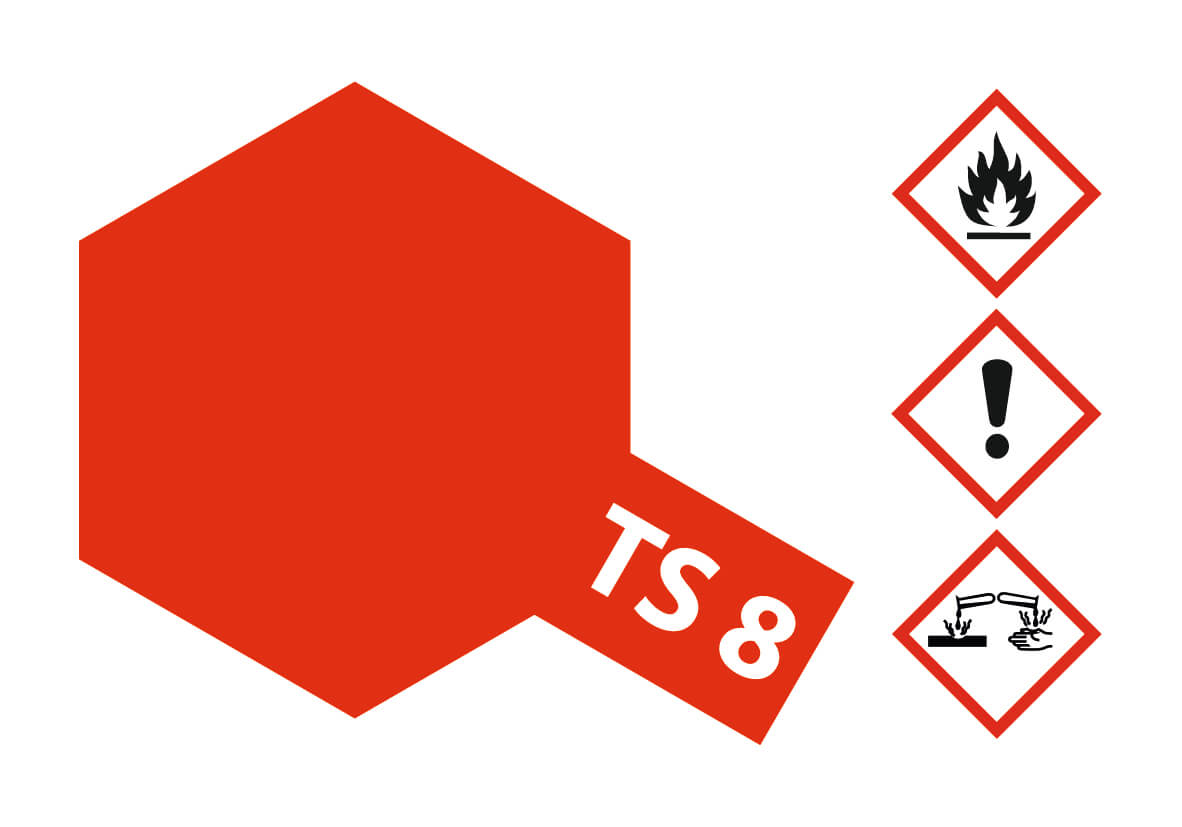 Sprühlack-Dose 100ml, Italienisch-Rot, glänzend, TS-08 1x Sprühlack-Dose 100ml, Italienisch-Rot, glänzend, TS-08