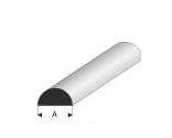 Plastic Profile semicircle 6,0mm 1m long, white