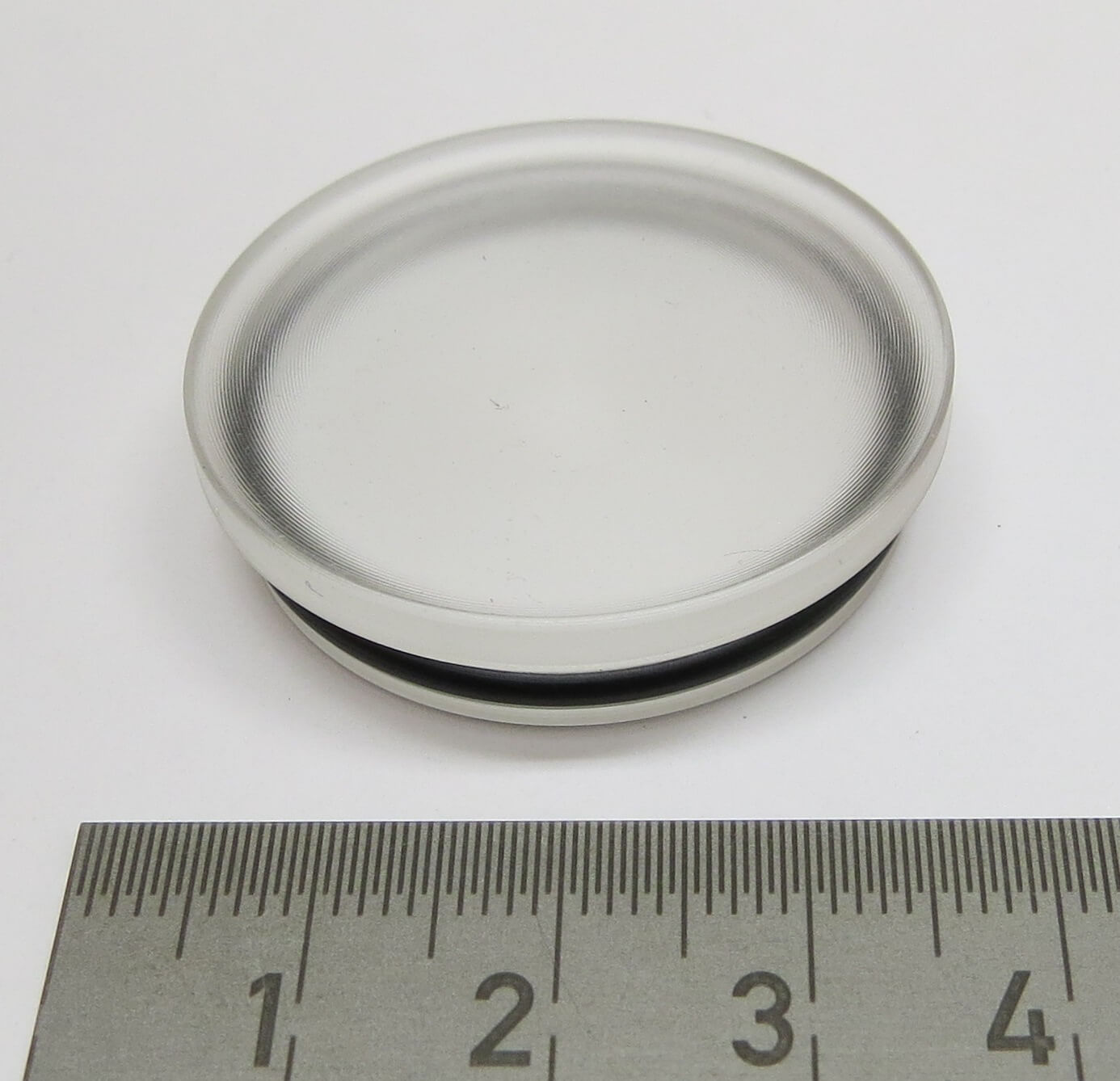 1x PVC-Tankdeckel 35mm, durchsichtig, mit O-Ring. Für       