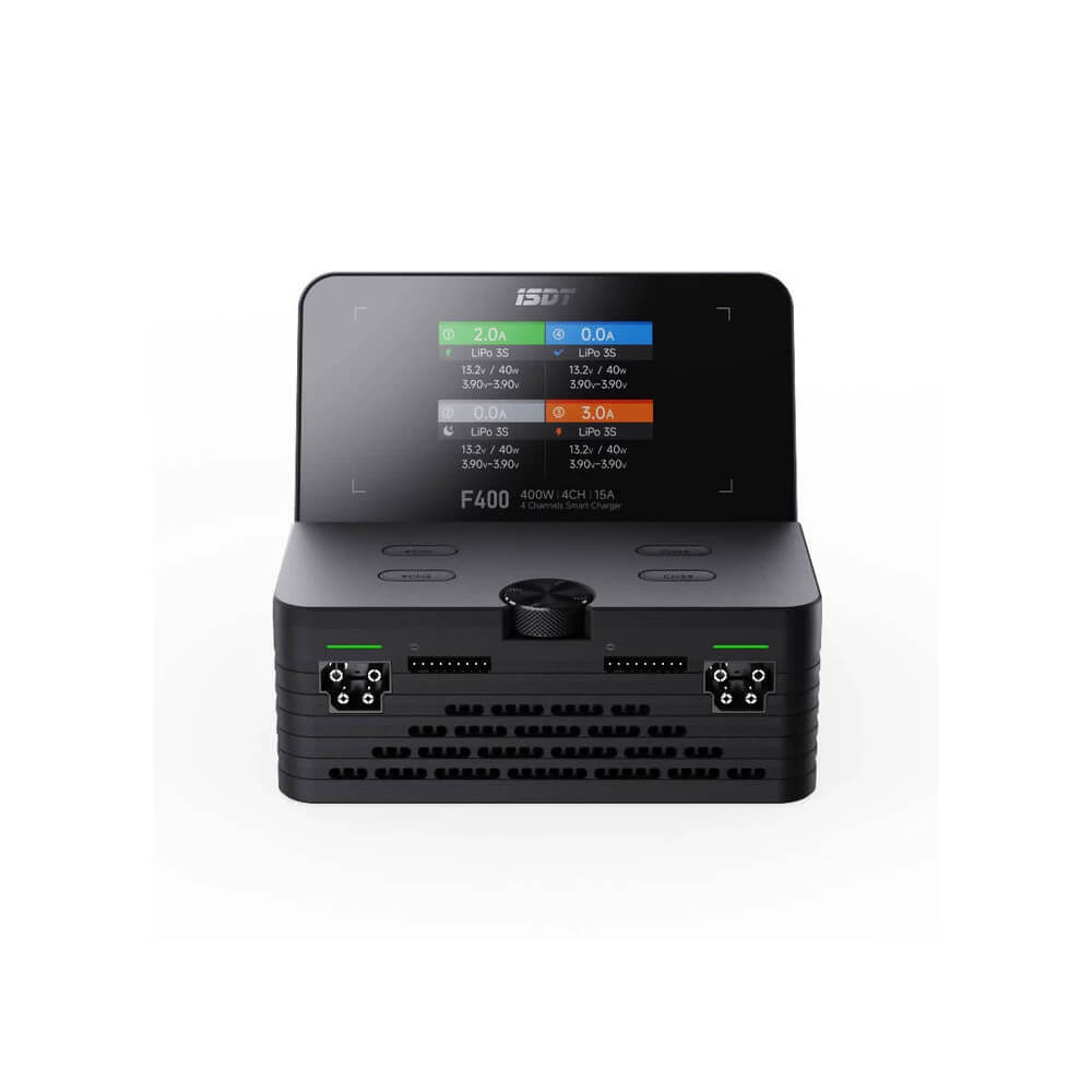 Ladegerät, LCD Display, 4CH 15A, Schwarz, Kabelanschlüsse