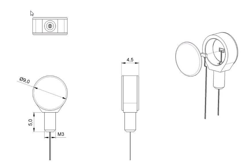 Lollipop-Lampen, (2), schwarz. Lichtscheiben weiss/orange