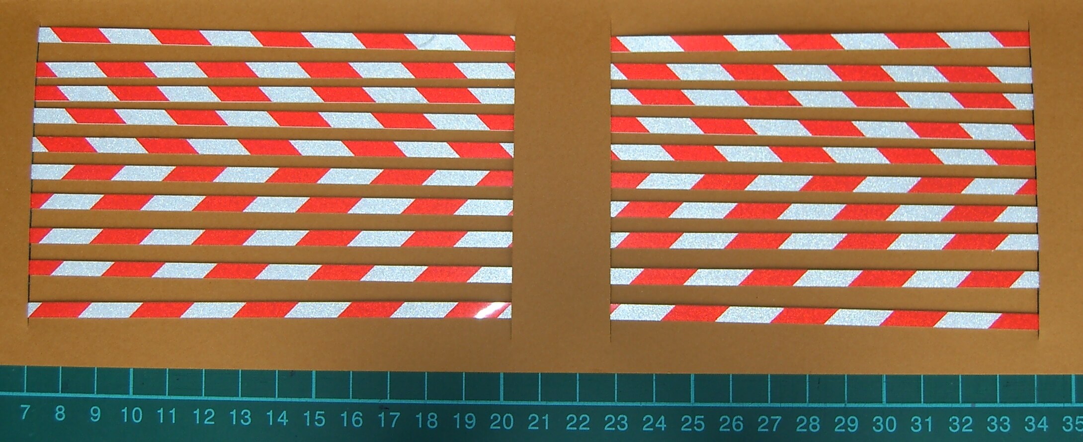 Warnstreifenset 4mm Streifenbreite, 45°, rot/weiß-reflex, Warnstreifenset 4mm Streifenbreite, 45°, rot/weiß-reflex,