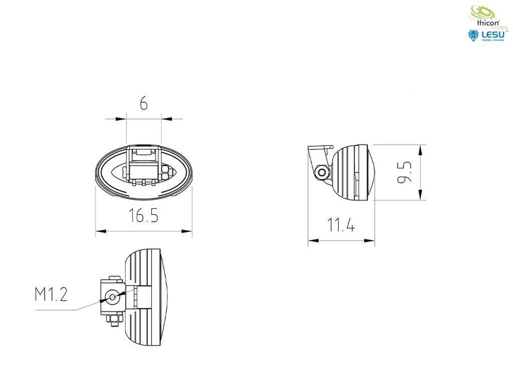 Scheinwerfer LED oval mit Halter                            