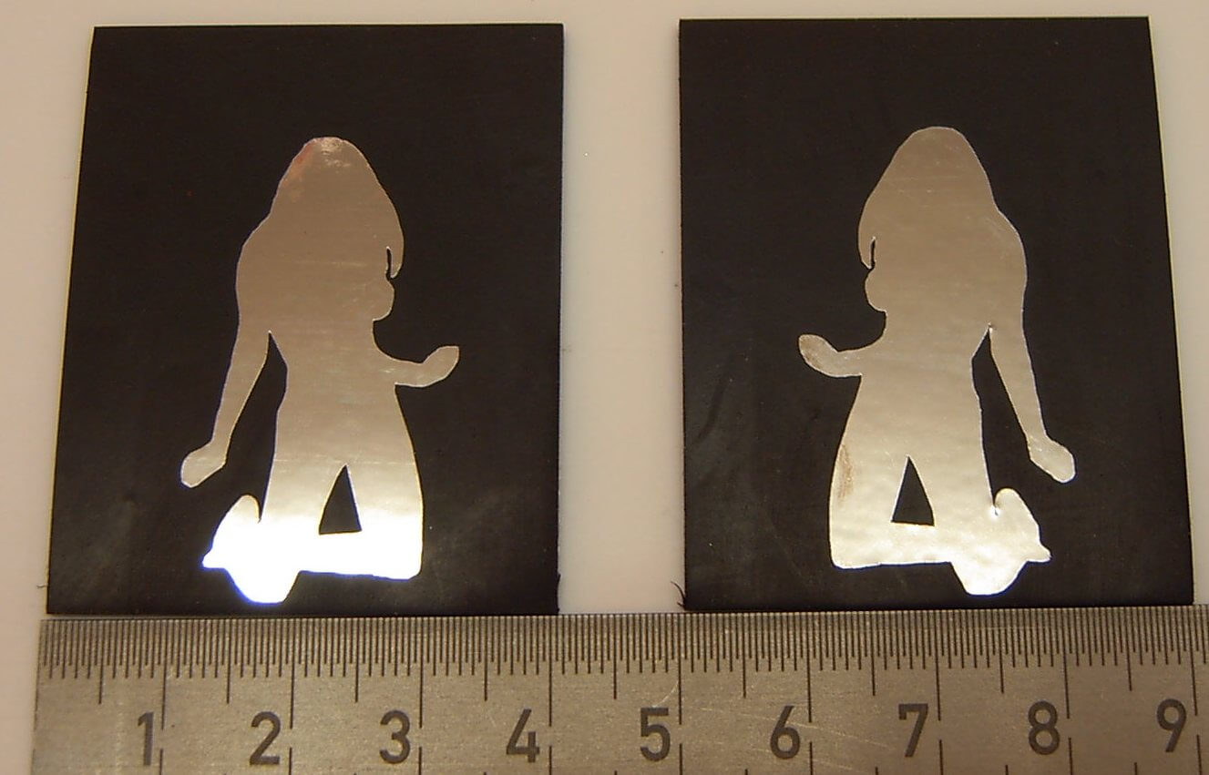 1 pair mudflap Nr.103 50x40mm (HxW) with chrome-colored