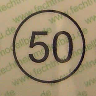 Geschwindigkeitsschild weiss <50> 10mm Durchmesser Geschwindigkeitsschild weiss  10mm Durchmesser